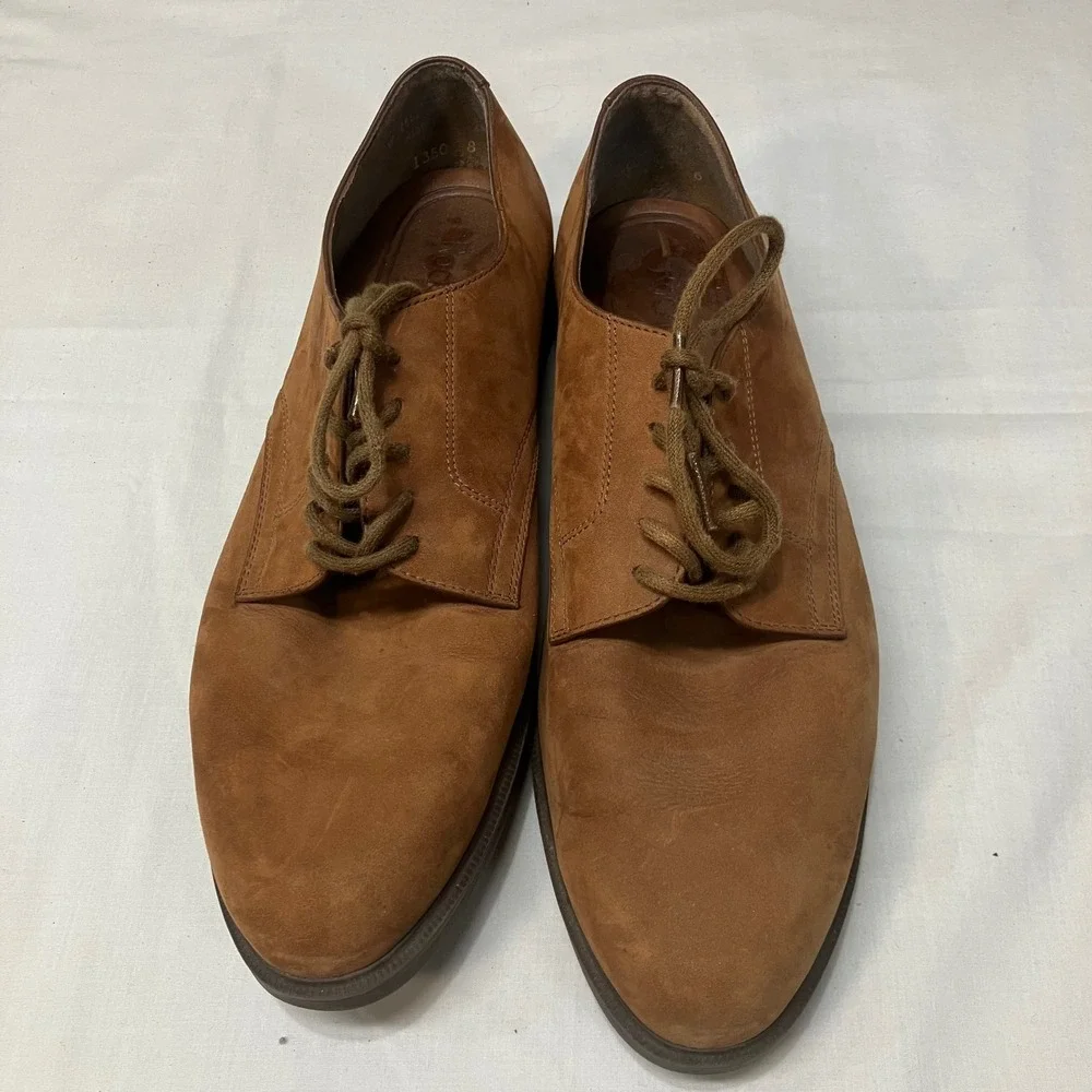Rockport Mens Tan Nubuck Leather‎ Plain Toe Derby Shoes Size 8 Brown Academic